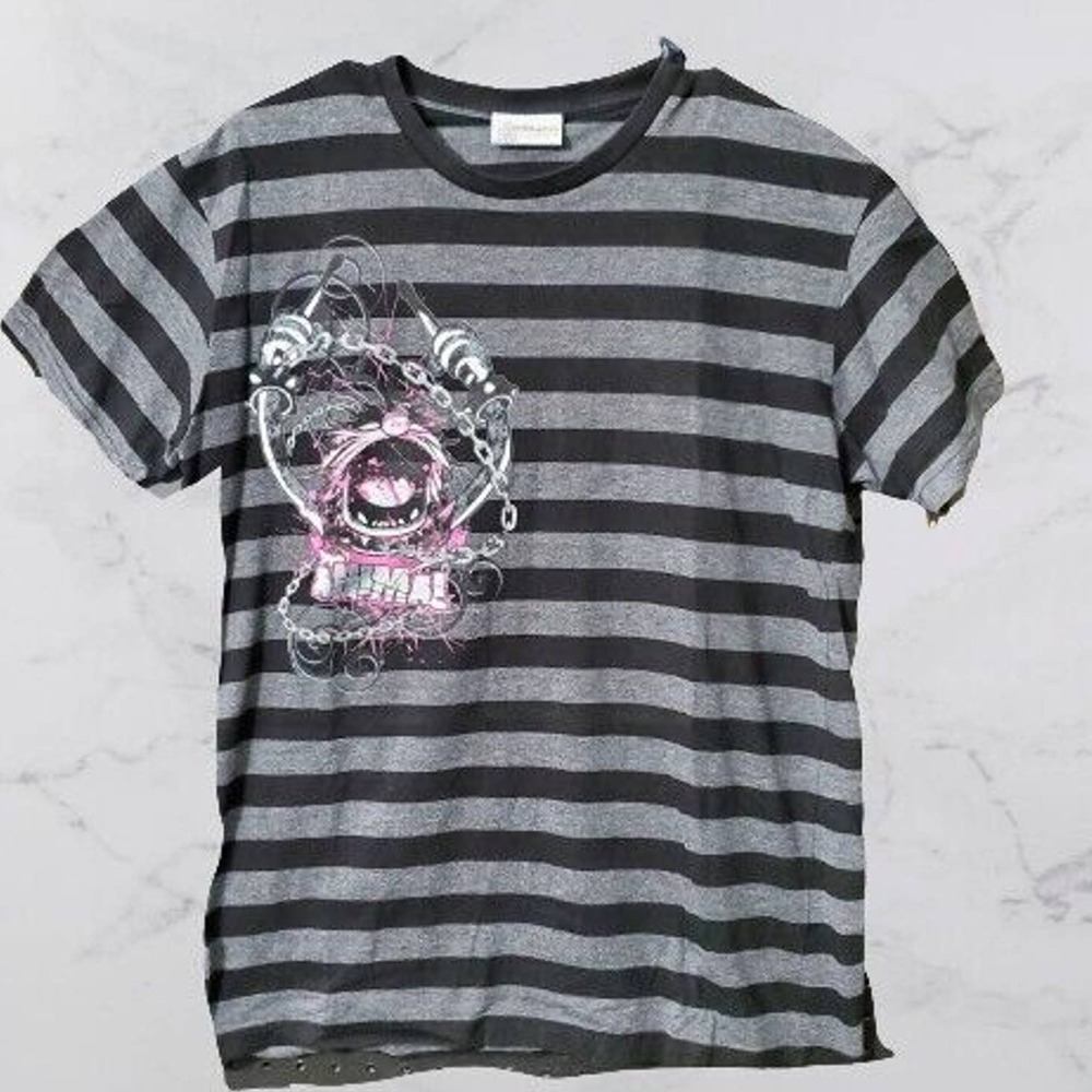 Walt Disney Animal Kingdom Juniors Size Large Striped Tee Shirt Animal Logo